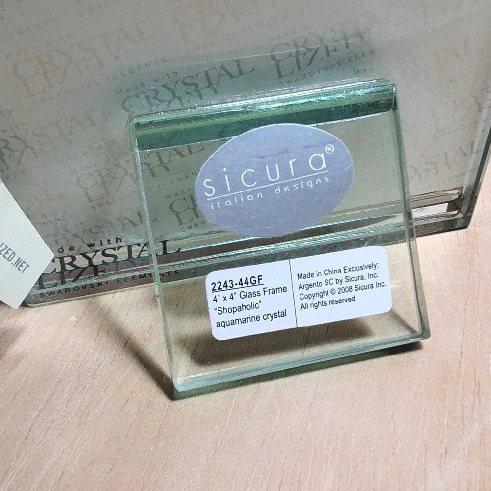 Crystal Lized Argento SC Sicura Glass Frame 4x4 New Shopaholic Swarovski
